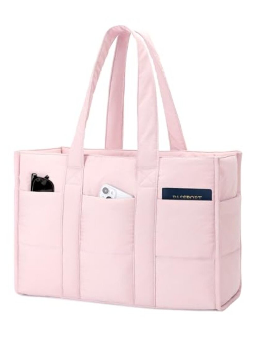 Puffer Laptop Tote Bag 16 Pockets Water-Resistant 15.6in